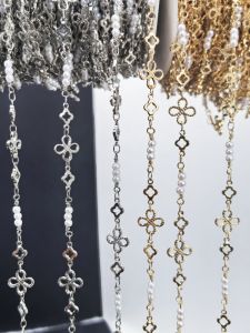 Diy Pearl Combination Chain Jewelry Link Cloverleaf Copper Parts Twisted Wire Electroplated Gold And Silver for Clothing
