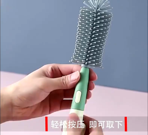 3 in 1 Non-Scratch Baby Milk Bottle Cleaner Silicone Brush Set 360 Degree Silicone Cleaning Brush