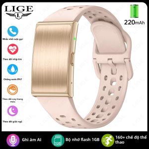 LIGE | Vòng Đeo Tay Thông Minh LIGE Không Màn Hình Với Chức Năng Ghi Âm Giọng Nói AI 79 Ngôn Ngữ Theo Dõi Thể Thao Sức Khỏe Dành Cho Người Lớn.