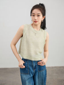 Elegant French Style Vest Womens Top Summer New Loose Hem Sleeveless Overhead Thin Short Outerwear Fashion Commute Straight Cut