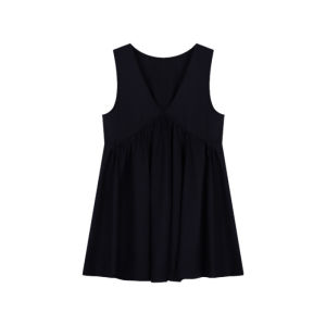 Karrar betsey | Black V-Neck Loose Younger Design Sleeveless Top