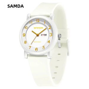 Sanda | Đồng Hồ Thạch Anh Nữ SANDA 3255 Hiển Thị Lịch Kép Đồng Hồ Thời Trang Chống Nước Dành Cho Sinh Viên Với Các Vạch Số Ả Rập Dây Đeo Silicon