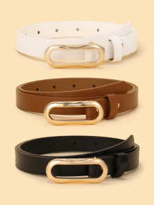 1PCS Womens New Fashion Solid Colour Casual PU Leather Womens Belt Four Seasons Universal Jeans Dress Decorative Belt Student