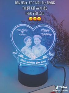 Đèn ngủ khắc hình theo yêu cầu - Đèn led 16 màu - quà tặng đám cưới ý nghĩa - quà kỉ niệm yêu nhau cho các cặp đôi