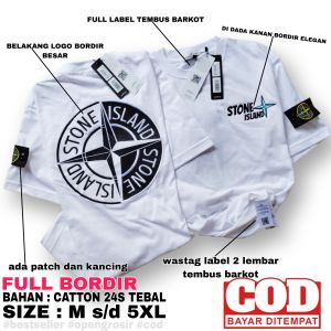 BAJU FULL BORDIR PATCH KANCING BAHAN 24 S CATTON TEBAL SIZE M SAMPAI 5XL  SUDAH FULL LABEL/KAOS SI  FULL BORDIR ELEGAN