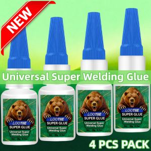 Ultra Strong Super Glue 4-Pack 10 Sec Set. All-Purpose Adhesive for Plastic Metal Wood Ceramic Glass Crafts & Repair