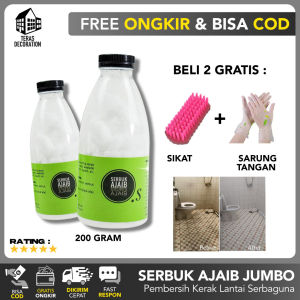 SERBUK AJAIB SERBAGUNA (FREE SIKAT) 200GR JUMBO Viral Bubuk Pembersih Kotoran Lantai Toilet Kamar Mandi WC Wajan Panci PALING AMPUH / Penghilang Kerak Membandel Keramik Ember Westafel Dapur