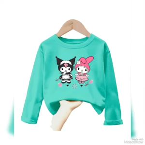 Atasan Kaos Anak Perempuan Lengan Panjang KUROMI & MELODY Untuk Usia 1-12 Thn