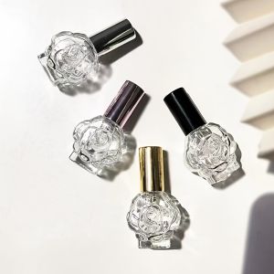 1/4pcs 10ML Perfume Bottle Glass Spray Mini Rose Shape Bottle Perfume Bottle Empty Cosmetic Alcohol Container Bottle