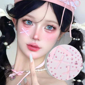 G-GORGEOUS พลอยเทียม3D 1แผ่นสติกเกอร์ติดใบหน้าแบบมีกาวในตัวสติกเกอร์ติดบนใบหน้าเครื่องประดับและโบว์แบบชั่วคราวตกแต่งใบหน้าสาวๆแต่งหน้างานปาร์ตี้