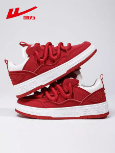 Red Mens Deqin Shoes Breathable round Toe Synthetic Leather Slip-On Casual Shoes for Couples Autumn Fashionable All-Match