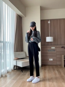 Womens Suit Pants Casual Straight High Waist Pants Trouser For Women