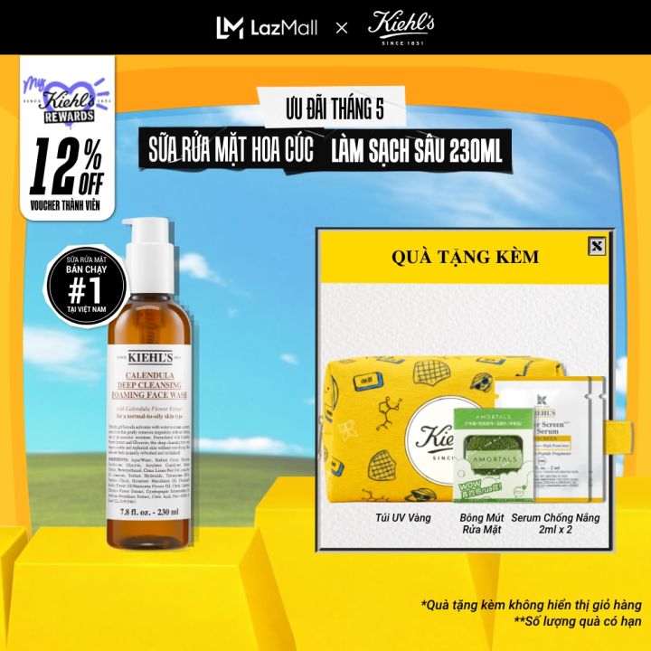 Sữa rửa mặt hoa cúc Kiehl's Calendula Deep Cleansing Foaming Face Wash 230ml