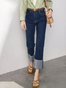 FAMANXUAN | High Waist Straight Leg Denim Pants 9th Design