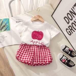 Korean Style Summer Outfit for Babies 2-Piece Set Pure Cotton Short Sleeve T-Shirt And Shorts Thin And Cute Childrens Clothing