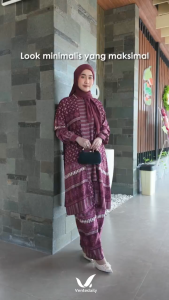 Ventedaily - Afia One Set Jumbo Busui Motif Etnik Baju Rumahan Wanita Kekinian Rayon Nyaman Setelan Tunik Rayon Motif Floral untuk Lebaran