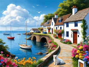500/1000/1200/2000PCS Jigsaw Puzzle Town Seaside House Street Landscape Art For Adults Great Weekend Relaxation And Family Fun