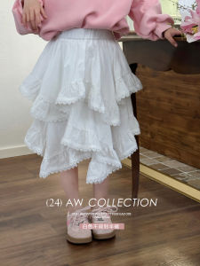Fashionable Uneven Korean Style Half Skirt Summer New Casual Ruffle Short Skirt for Girls Childrens Clothing Spring Autumn
