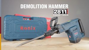 Ronix Tools 2811 Premium Quality German Technology | SDS Max Demolition Hammer 1800W 6-25J | Heavy-Duty Concrete Breaker | Electric Jackhammer for Tile Cement Brick Stone | Industrial-Grade Power Tool | Anti-Vibration | Variable Speed | Durable & High