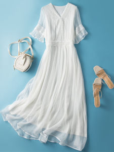 XMO | Commuter V-neck Silk Long Dress