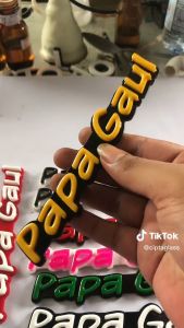 EMBLEM TULISAN PAPA GAUL EKSTERIOR MOBIL MOTOR VARIASI TIMBUL 3D BAHAN FIBERGLASS