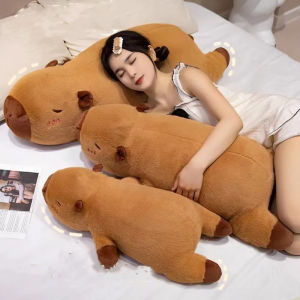 OKKFINE 40/60/80cm Stuffed Capybara Plush Toy Bed Giant Hugging Body Pillow Cute Creative Long Pillow Home Decor