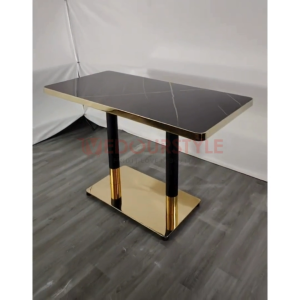 Vedourstyle Cafe Table Premium Luxury Set Cafe Acrylic Gold Restaurant Dining Table Meja Makan Kafe