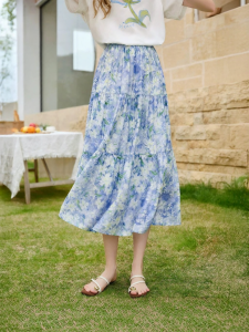 XIANGYING | Summer Floral A-Line Half Skirt