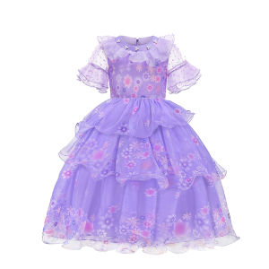 Purple Princess Flower Girl Dress Cake Birthday Summer Dresses Kids Clothes Girls halloween Costumes