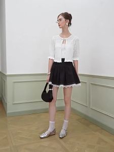 AIVEI | Elegant French Style Hollow Lace-Knit Cardigan Set