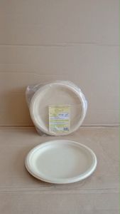 จานชานอ้อย ขนาด 9 นิ้ว (P013) สีธรรมชาติ แพคละ 50 ชิ้น ยี่ห้อCHAN