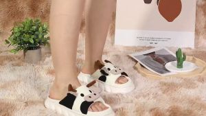 Cute Frog Cow Carrot Women Indoor Slippers Home Linen Anti-slip Thick Bottom Slippers