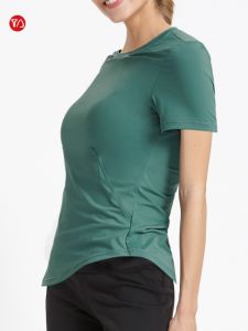 เสื้อยืดโยคะทรงเข้ารูปสำหรับผู้หญิง Touch Aerobic Ice Sensation แห้งเร็ว ระบายอากาศได้ดี แขนสั้น ฤดูร้อน 2024