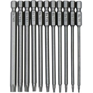 Torx Security Head ไขควงเจาะชุด 1/4 นิ้ว Hex Shank ความยาว 4 นิ้ว S2 เหล็ก Torx ไขควงชุด Bit 11/12 ชิ้น Torx Head