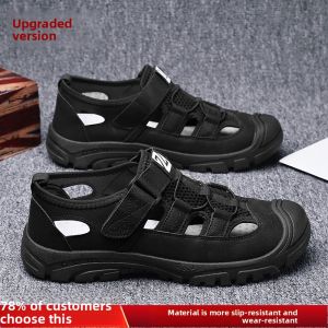 Mens Summer Outdoor Sports Water Shoes Quick Dry Anti-Slip Wear-Resistant Climbing Shoes Beach Sandals Slip-On Flat Heel