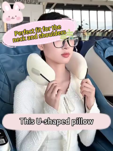 BECORATE U-Shape Neck Pillow Cooling Portable Neck Support Cushion Save Space Lightweight Compact Foldable Travel Neck Guard