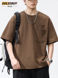 เสื้อยืดแขนสั้นทรงหลวมสไตล์อเมริกันสำหรับผู้ชายในช่วงฤดูร้อน เสื้อยืดคอกลมแขนสั้นทรงหลวมแบบลำลอง