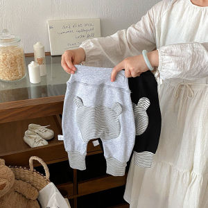 Spring Autumn Baby Striped Loose PP Pants Korean Style Casual Sweatpants Boys Girls Outerwear Comfortable Cotton Elastic Waist