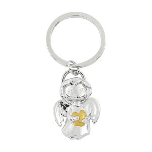 Bandai | New Angel Keychain Cute Lucky Guardian Metal Pendant Carrier Love Gifts Heart for Girlfriend Car Keyrings Drive Carefully