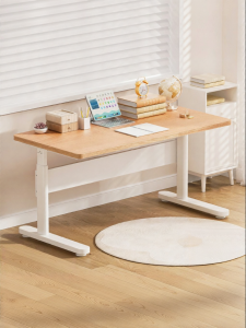 ZHIXUEKU | Height Adjustable Study Desk Solid Beech Wood
