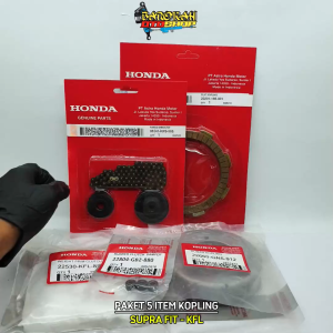 Paket Kopling 5 item supra fit new / lagenda / supra fit / revo lama / paketan kampas kopling + rantai keteng + mangkok + ganda only + karet ganda otomatis kfl