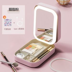Cosmetic Mirror Portable Women with Light Portable Foldable Small Mirror Led Storage Box Integrated Dormitory Students