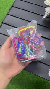 D-shape Carabiner Aluminium Alloy Sports Keychain Multi Colors with Lock D-shape Carabiner Camping Hiking Hook Outdoor Tool