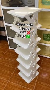 Simple Folding Multi-tier Shoe Rack Multi-layer X-shaped Shelf For Families White - Black