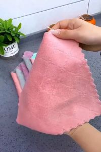 YL 5PCS Absorbent Microfiber Towel Double-sided Dish Cloth For Kitchen Household Dishtowel does not fall off DIsh Towel