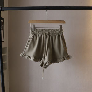 Quần Short Thể Thao Mùa Hè Cho Nữ Phong Cách Ngọt Ngào Cay Nồng Có Viền Gỗ Quần Ống Rộng Thẳng Có Dây Rút Eo Đàn Hồi