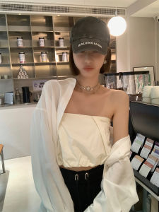 13C Pure Color Pleated Tube Top with Elastic Band Zipper Anti-Light Double Layered Fashionable Simple Wrap Chest Womens Clothing