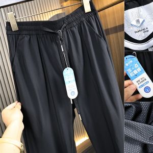 Ice Point Capsule Mens Sweat Absorbent Cooling Summer Casual Pants Mint Fashionable All-Match Lightweight Mosquito-Resistant