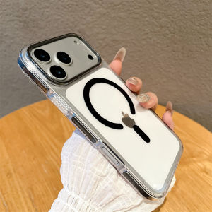 Transparent For Magsafe PC Case For iPhone 17 16 15 14 17 Pro Max Magnetic Wireless Charging Candy Color Clear Ultra Slim Cover