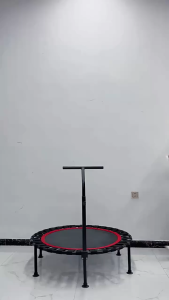 48" Foldable Fitness TrampolinesTrampoline with 4 Level Adjustable Heights Foam Handrail Jump Trampoline